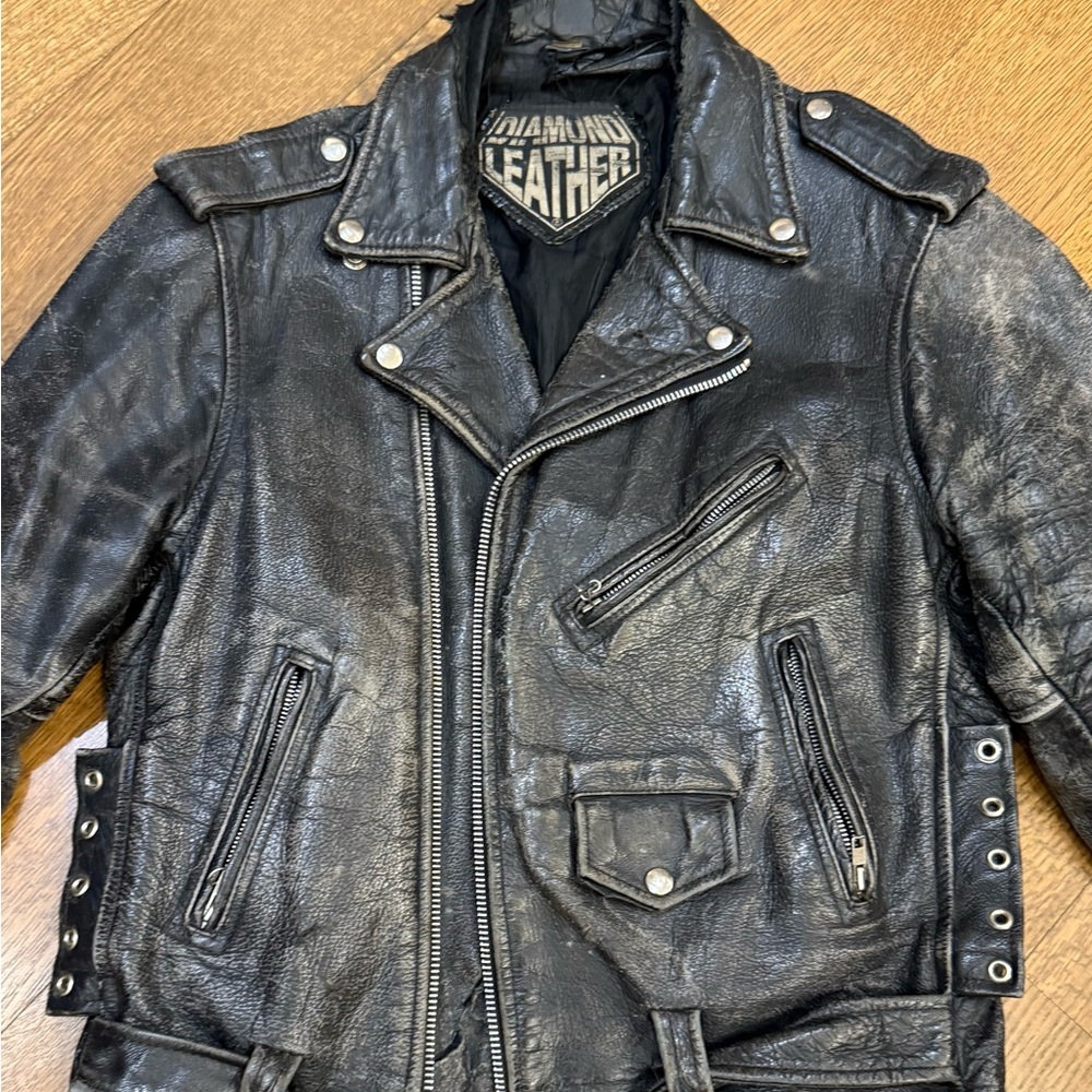 Vintage Black Leather Biker Jacket